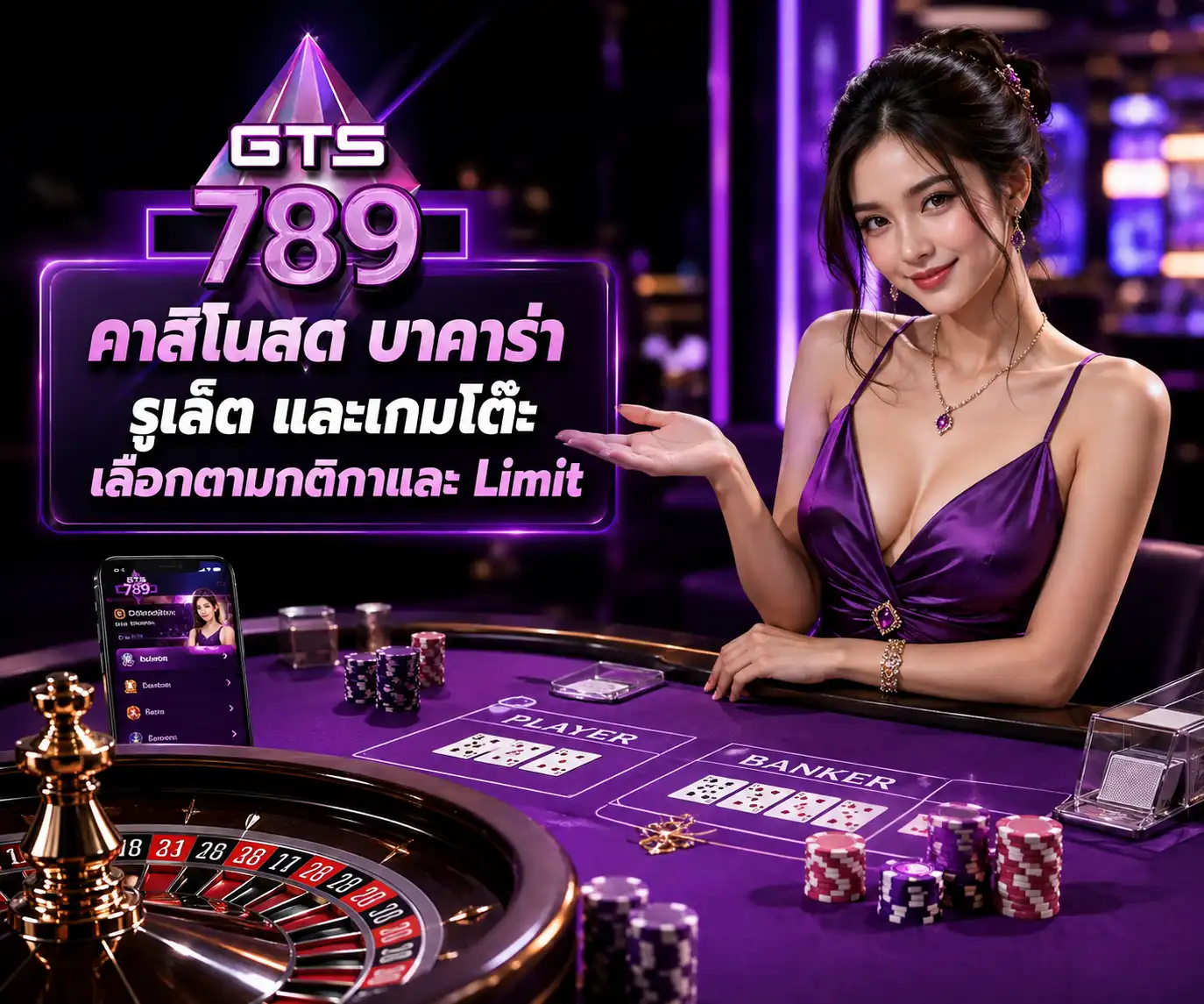 GTS789 คาสิโนสด บาคาร่า รูเล็ต และเกมโต๊ะ เลือกตามกติกาและ Limit